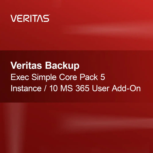 Paquete Básico Simple Veritas Backup Exec 5 Instancias / Complemento para 10 Usuarios MS 365